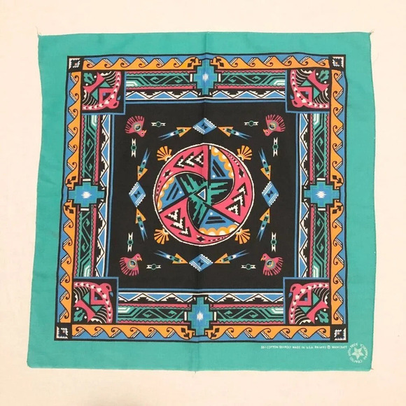 Vtg Wamcraft Bandana Scarf Handkerchief USA Cotton  Poly RN14193 - Picture 2 of 16